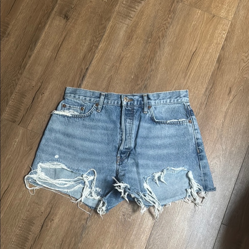 Distressed Denim Shorts
